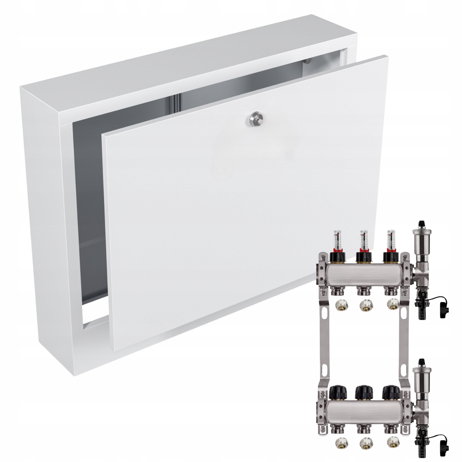 Nerezový Rozdělovač Podlahových Krytin 3+ Nástěnná Skříňka Bílá+pex