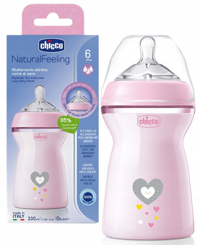 

Chicco Butelka Natural Feeling 6m+ 330ml Pink 0731