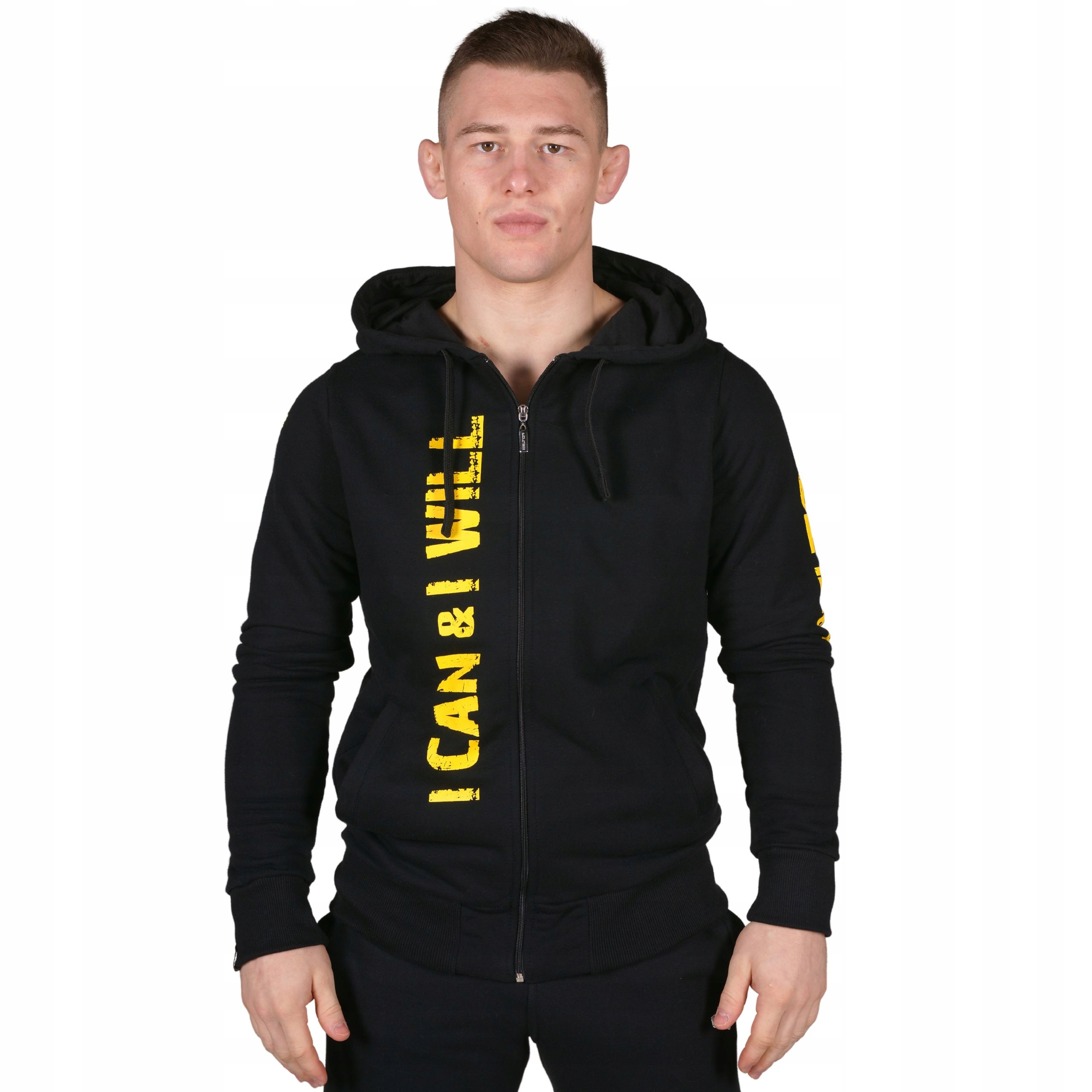 Beltor Bluza Sportowa I Can I Will Zip Hoodie Black Czarny Żółty S