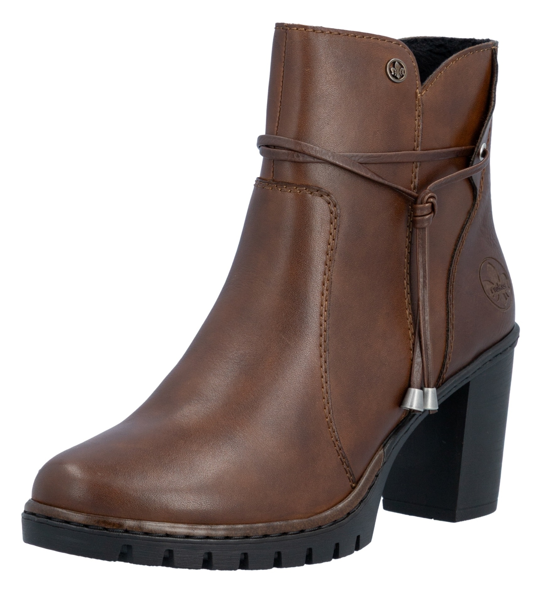 Rieker Y2567-22 vel.39 hnědé kožené kotníkové boty na sloupku