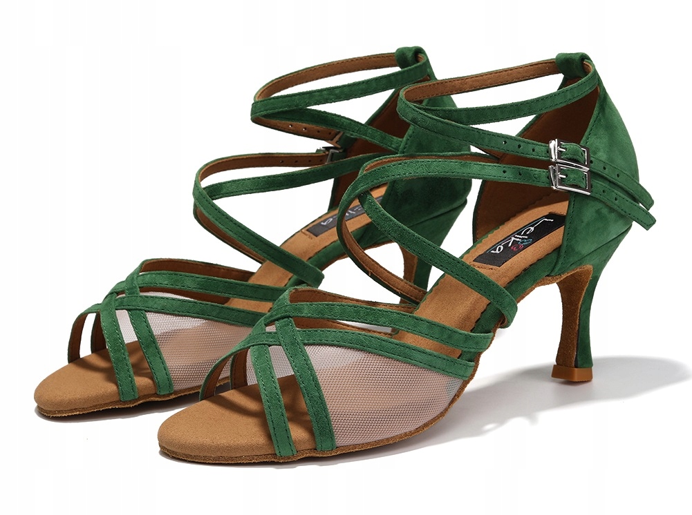 Taneční Boty Latino Salsa Stylová Semišová Síťovina 7,5 cm Vel. 39,5