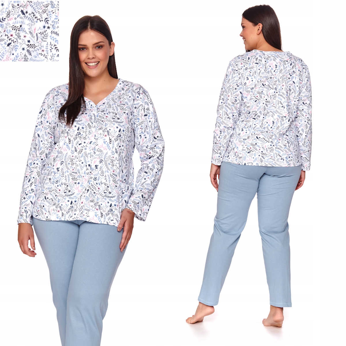 Pyžamo plus size s jemnými květy XL 4155 Flower