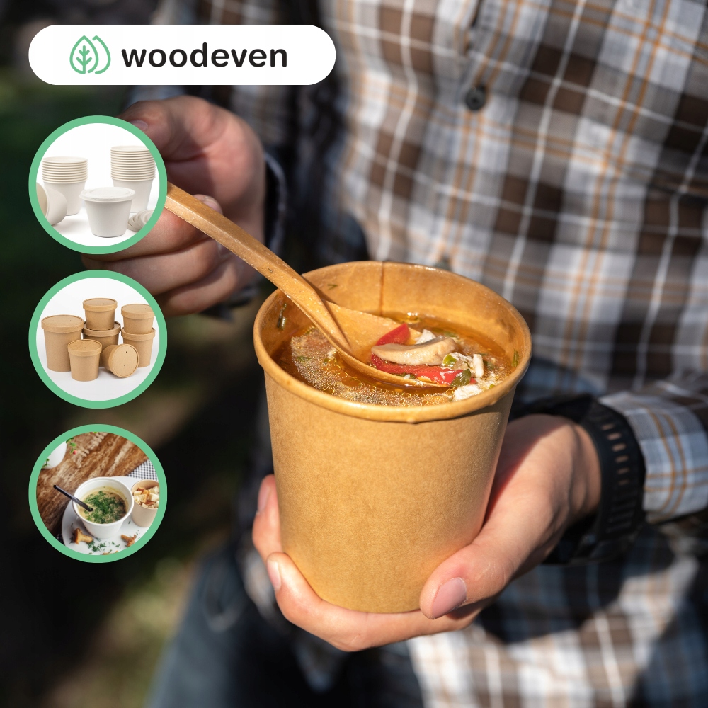 PAPIEROWY POJEMNIK NA ZUPĘ + POKRYWKA 770 ml 25 szt. | LEKKI MOCNY SZCZELNY Kod producenta PSB-25-770