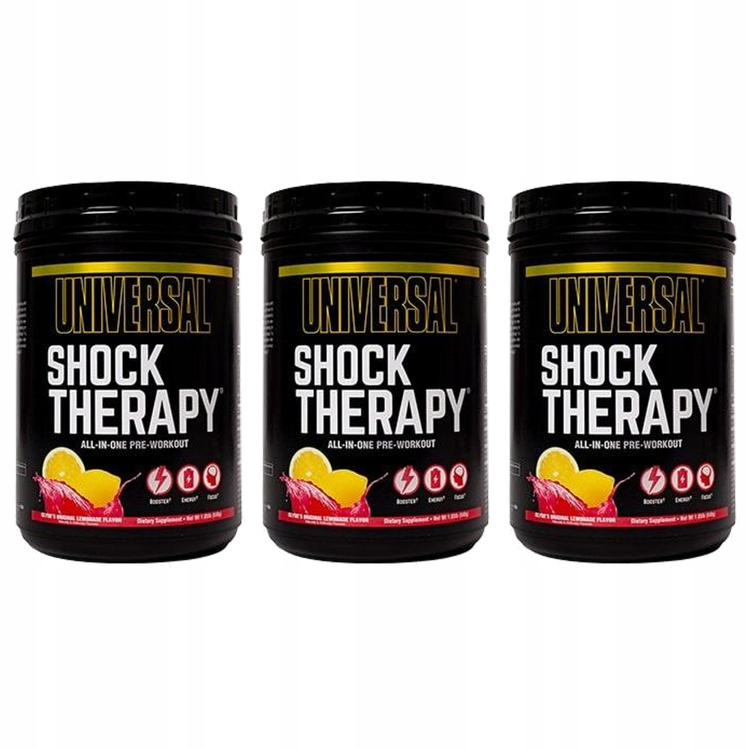 3x Universal Shock Therapy 840g Energie Pompa Síla Trénink Kreatin Bcaa