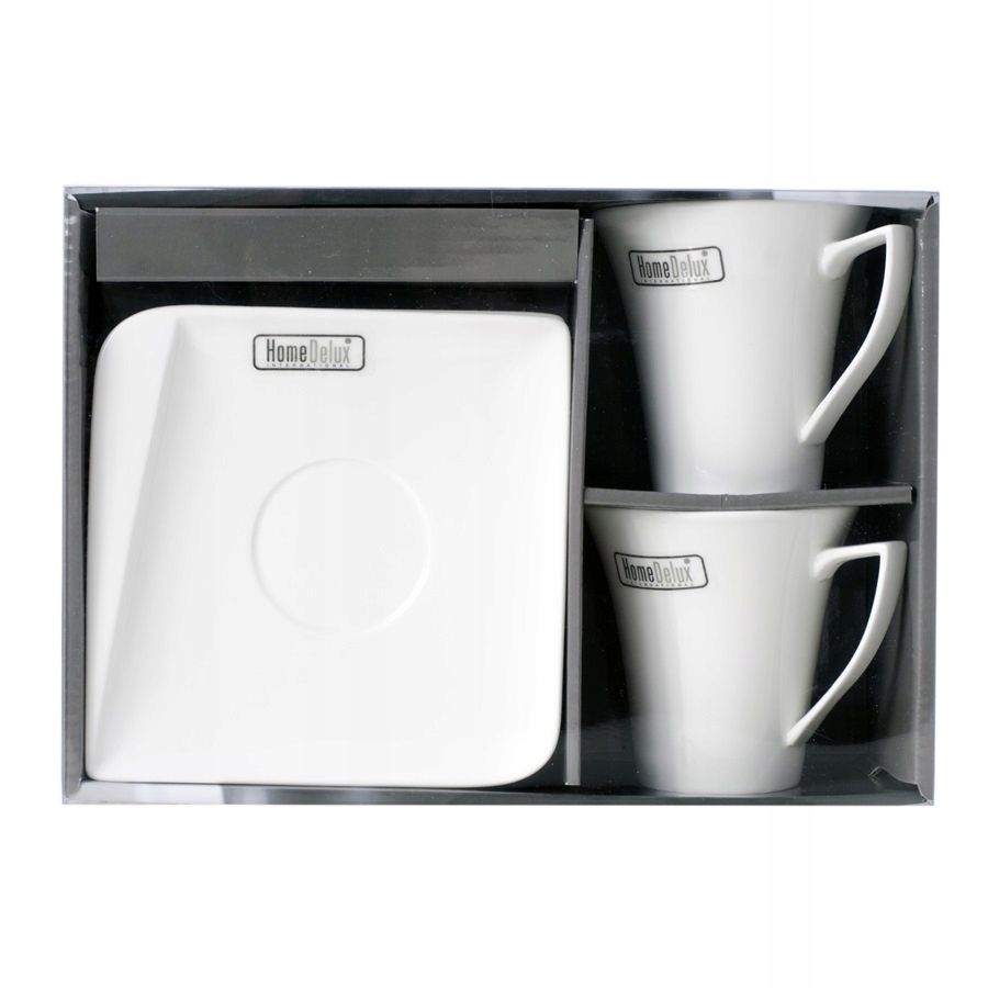 Filiżanki do kawy i herbaty porcelanowe ze spodkami HOME DELUX QUATRE BIAŁE 4 el.  hd12064 — 4