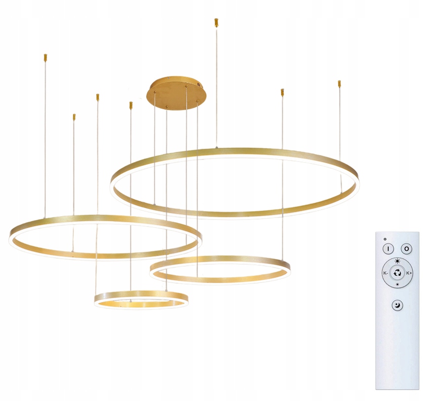 Żyrandol lampa wisząca Led szczotkowane złoto okręgi 40+60+80+100cm Pilot