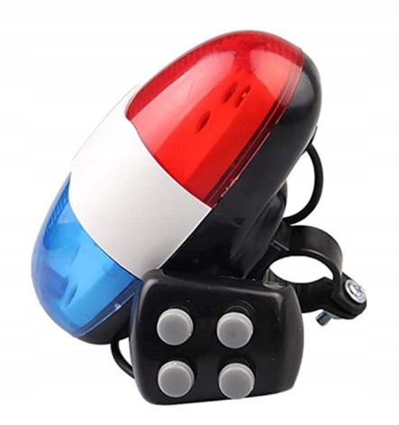 LAMPKA ROWEROWA DZWONEK SYRENA DŹWIĘKOWA POLICJA STRAŻ LED KOLORY Model LED SYRENA POLICYJNA