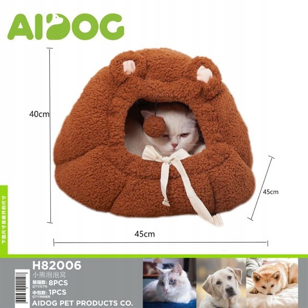 Levně Roztomilé Pelíšek pro kočky ve tvaru medvídka hnědé