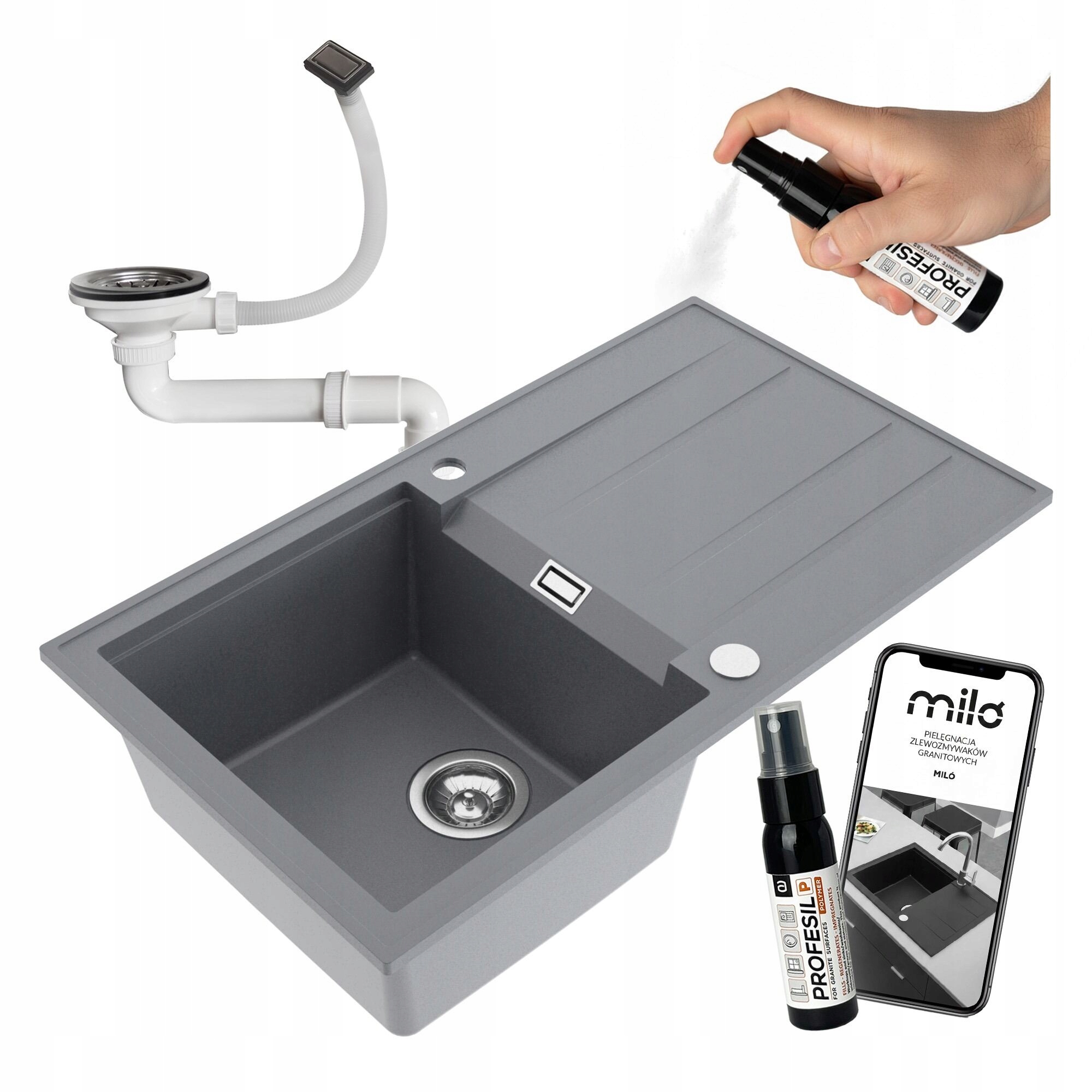 Jednokomorový Granitový Kuchynský Drez Avangard So Sifónom