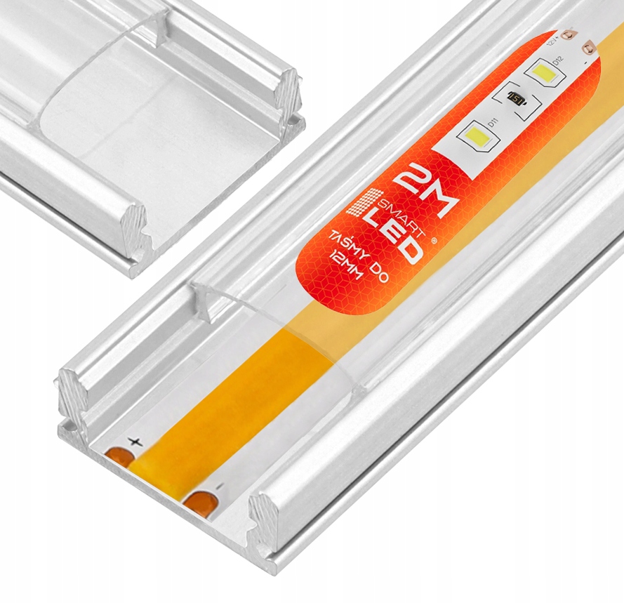 PROFIL aluminiowy do taśma LED srebrny wpuszczany / natynkowy + klosz 2M Typ profil do LED