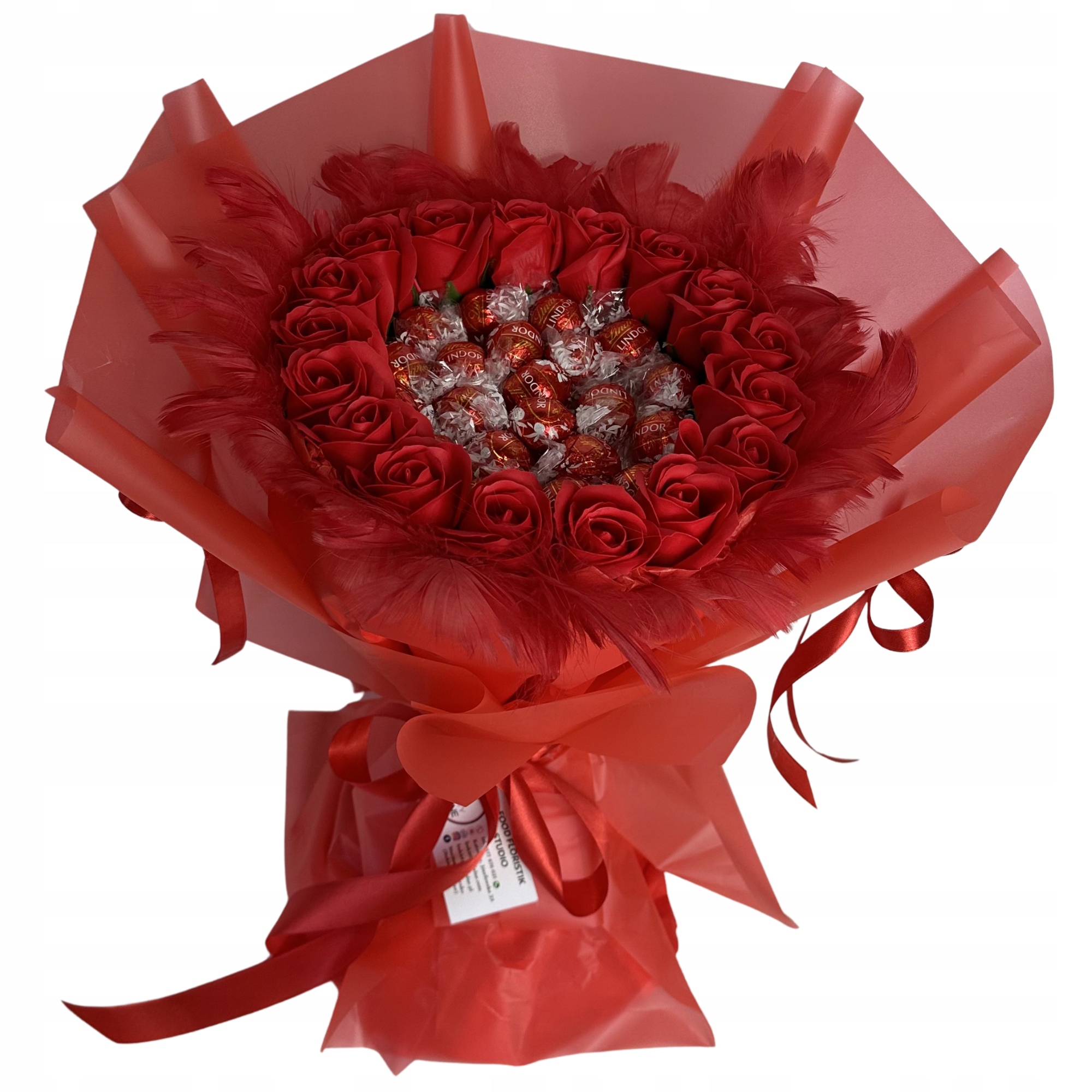 Zestaw Prezentowy Bukiet Z Piórkami Czerwony Dzień Matki Urodziny Imieniny