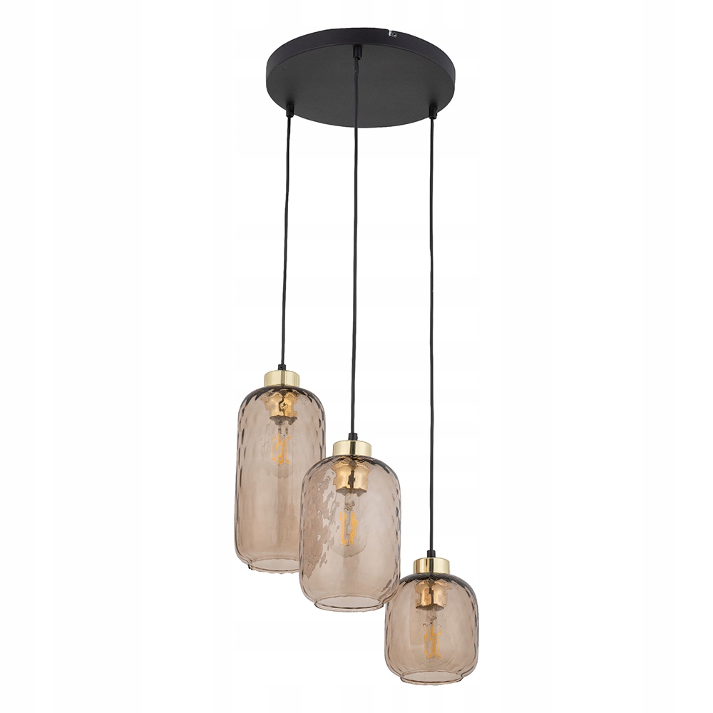 Závěsná lampa Pescara Černá Zlatá Skleněné Stínidla 3xE27 Stropní Moderní