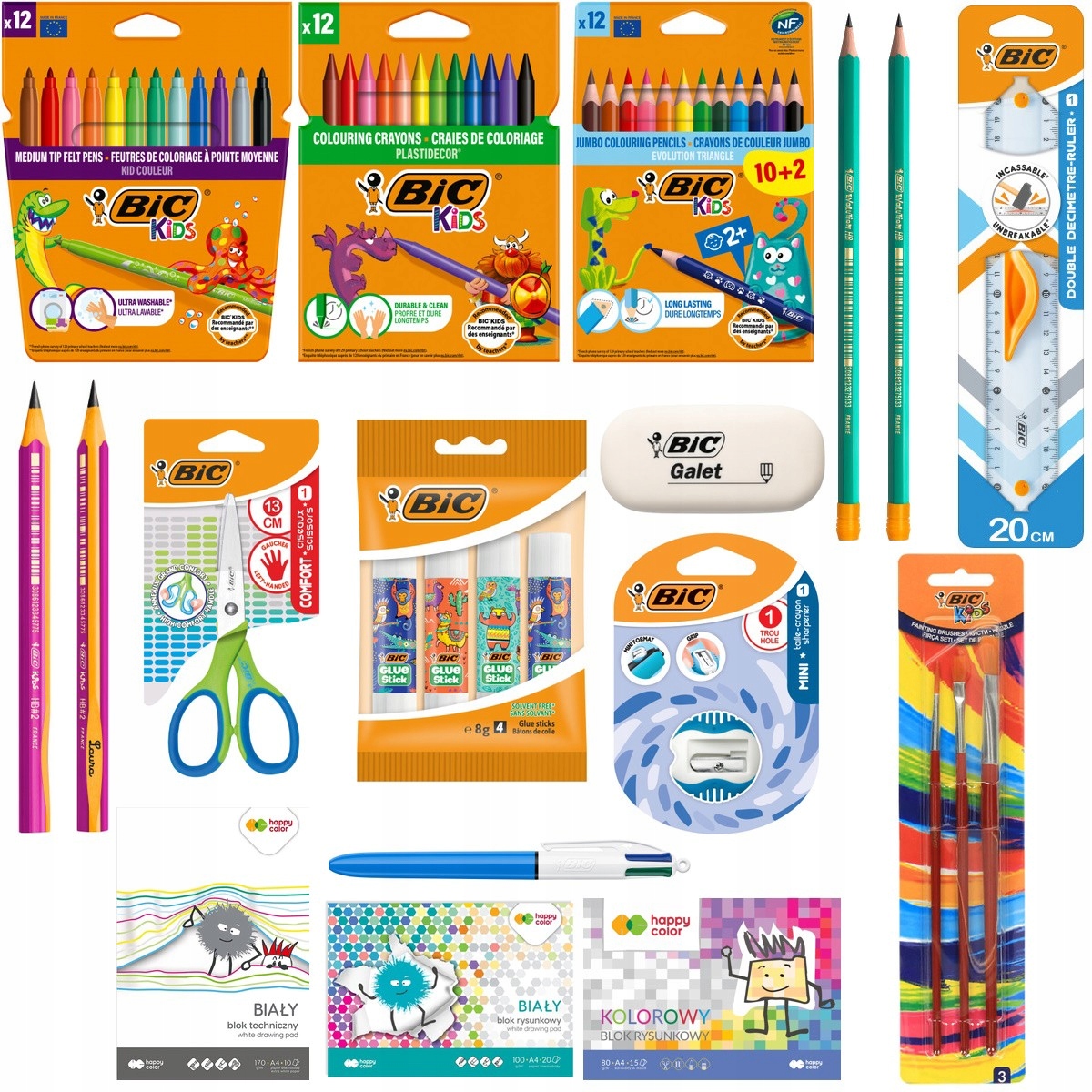 Wyprawka szkolna do szkoły Bic Duża XL Klasa 1-3 53 elementy