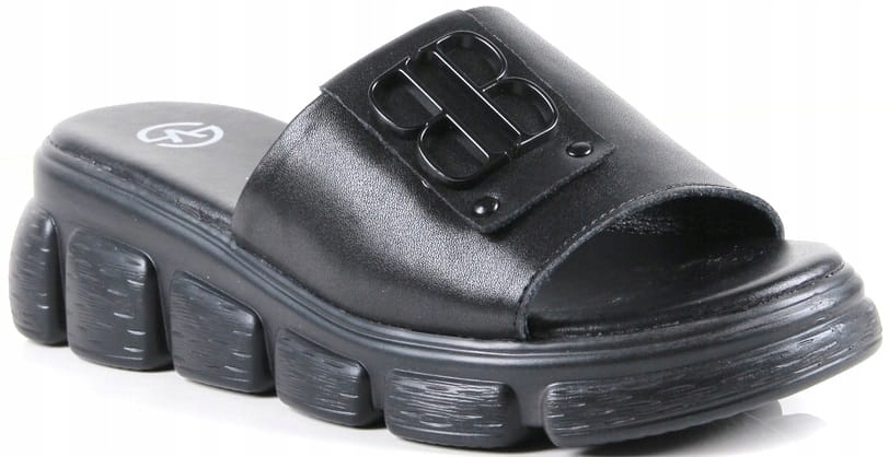 iBUTY KLAPKI NA PLATFORMIE VINCEZA CZARNE SKÓRA 39 Długość wkładki 24.5 cm