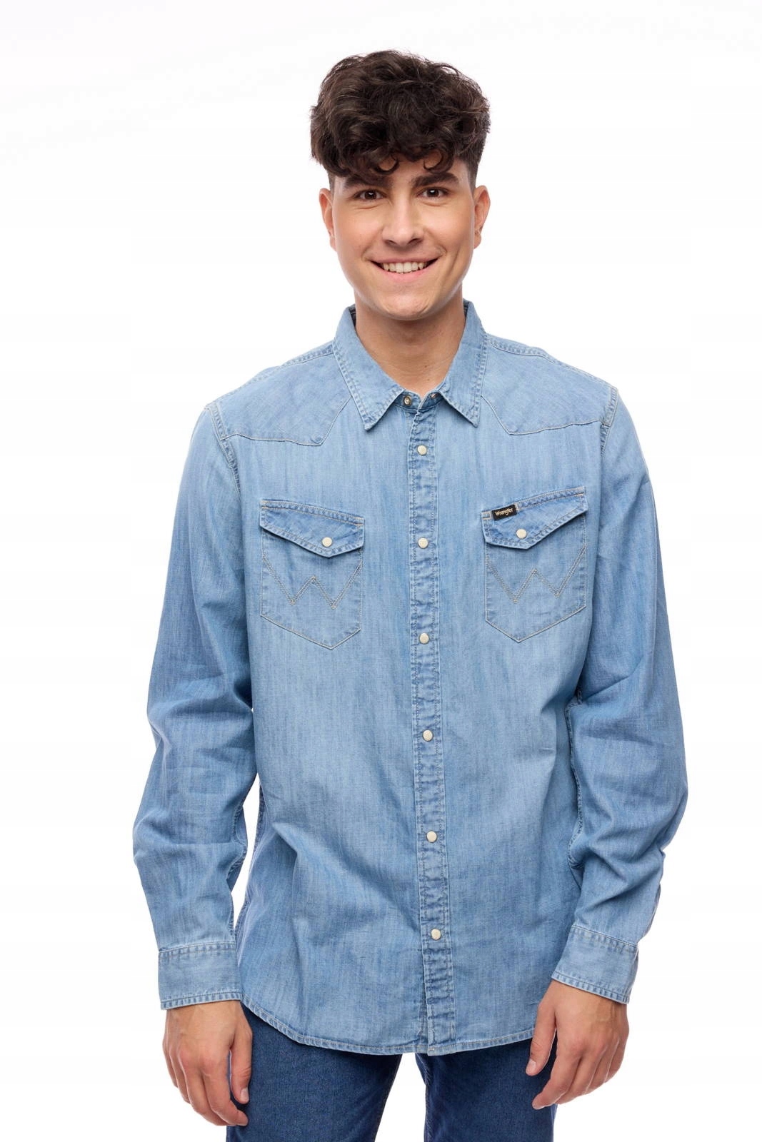 Pánská džínová košile Wrangler Ls Western Shirt Indigo W5974O7UE M