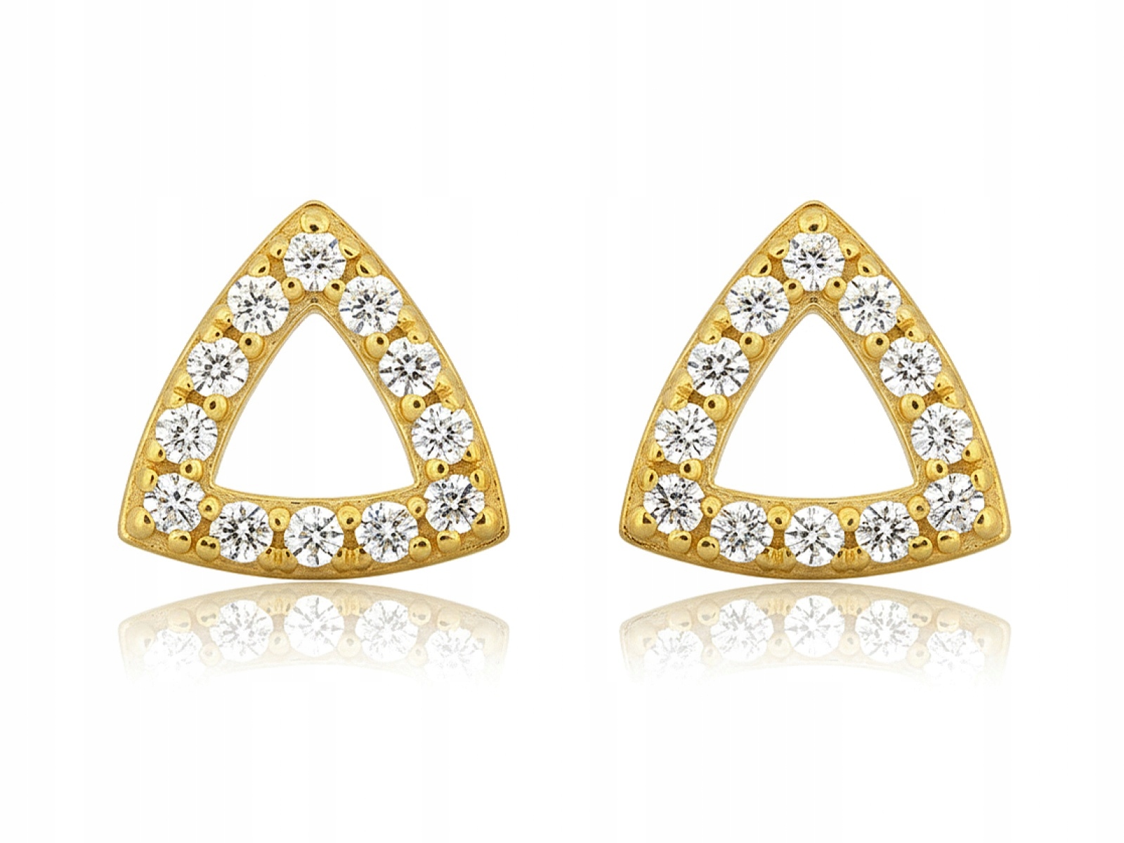 Náušnice Zlaté Pro Ženu 585 trojúhelníky se zirkony na tyči pro ni
