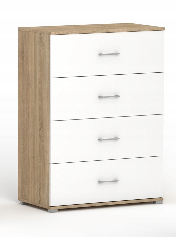 Komoda klasyczna do salonu biura 4 szuflady 80x40x110cm dąb sonoma biały