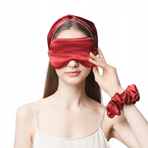 Hedvábná souprava na spaní hedvábí mulberry 6A pásky scrunchie červená