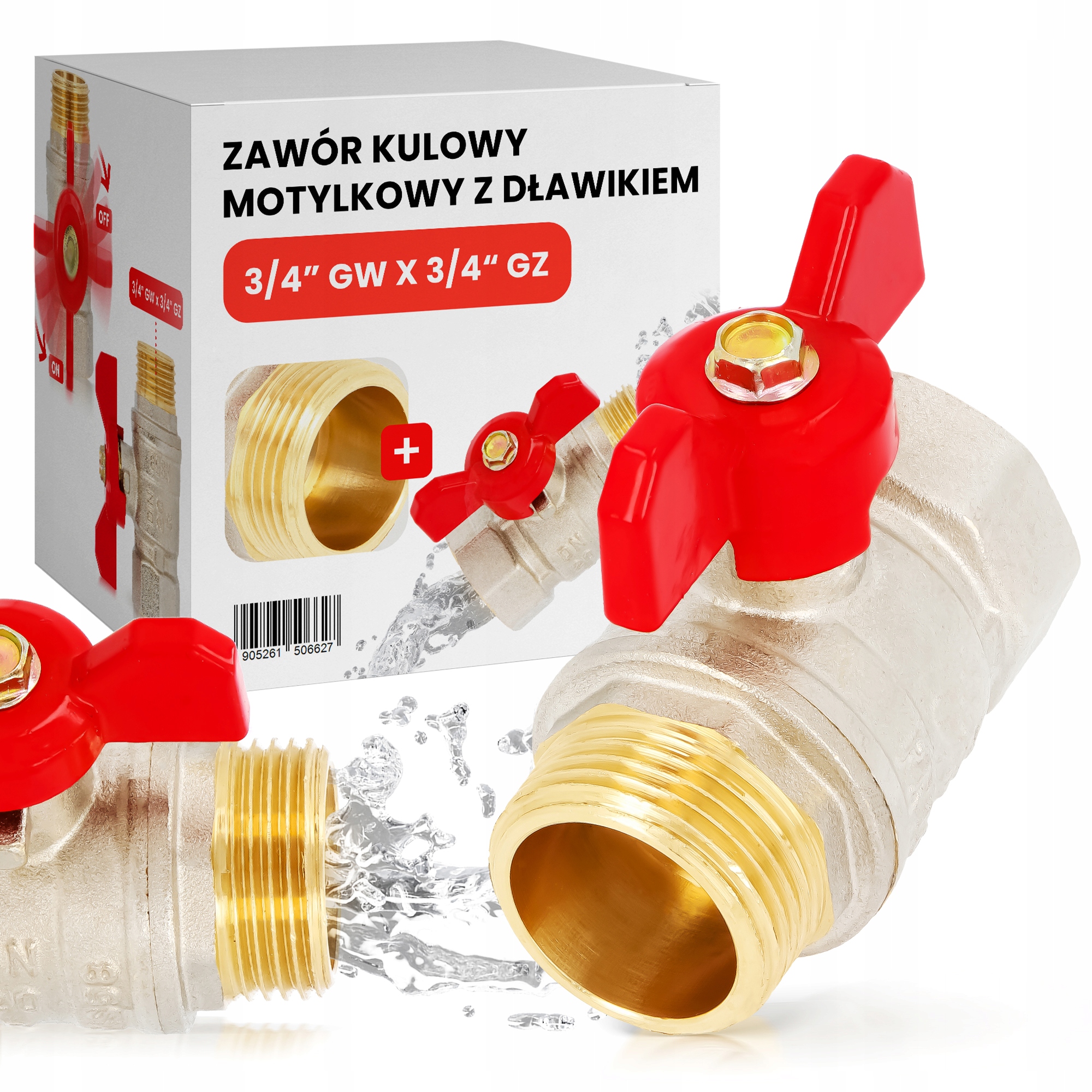 

Zawór zaworek kurek kulowy W/z z pół motylkiem 3/4