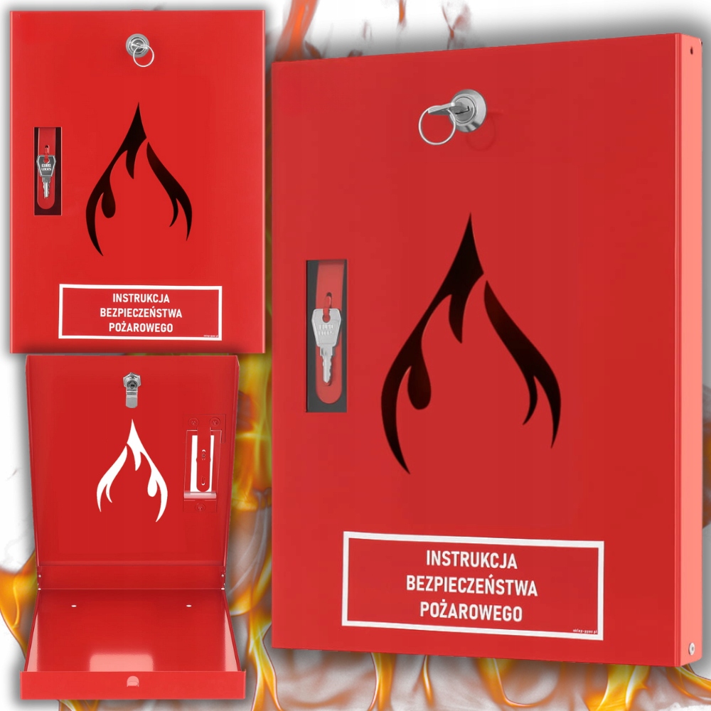 Szafka Metalowa Skrzynka Na Instrukcję Bezpieczeństwa Pożarowego Na Kluczyk