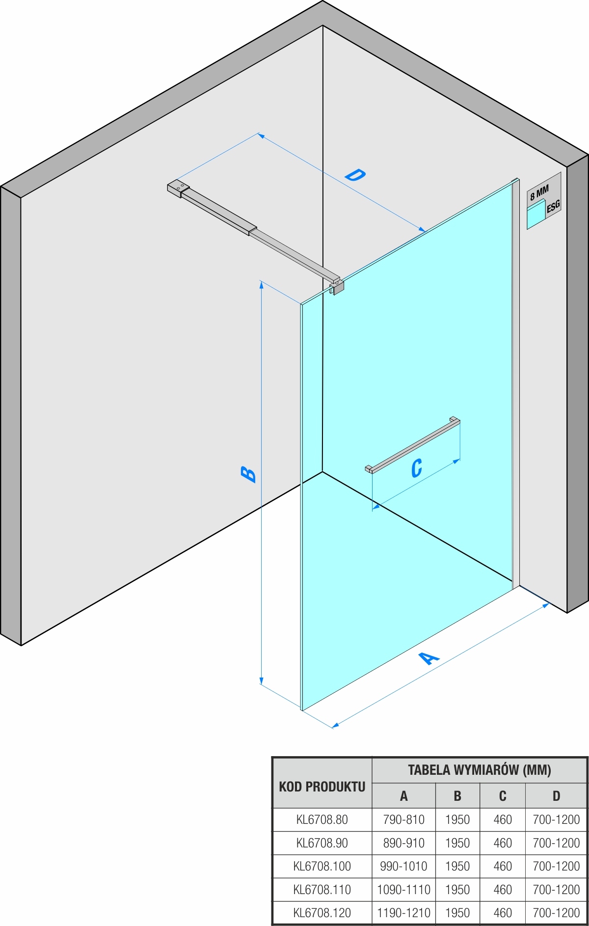 SZYBA PRYSZNICOWA CZARNA 90 CM ŚCIANKA Z WIESZAKIEM POD PRYSZNIC BLACK SOLA Stan opakowania oryginalne
