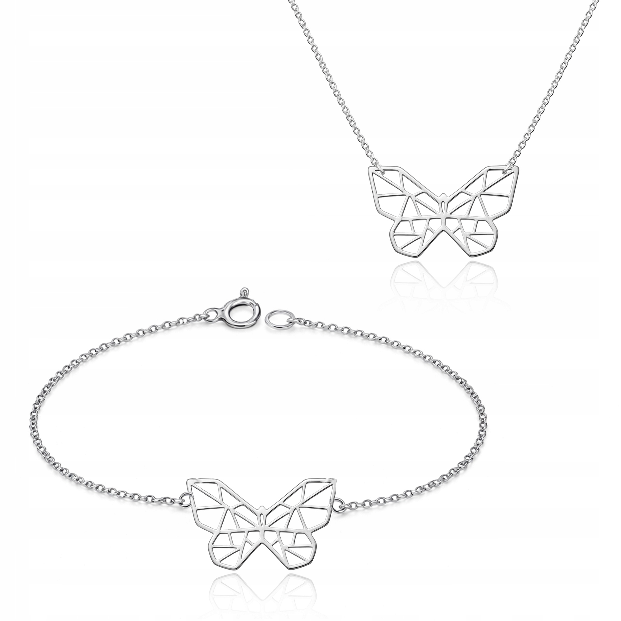 Sada stříbrných šperků Motýl Origami Symbol proměny Stříbro ryzost 925