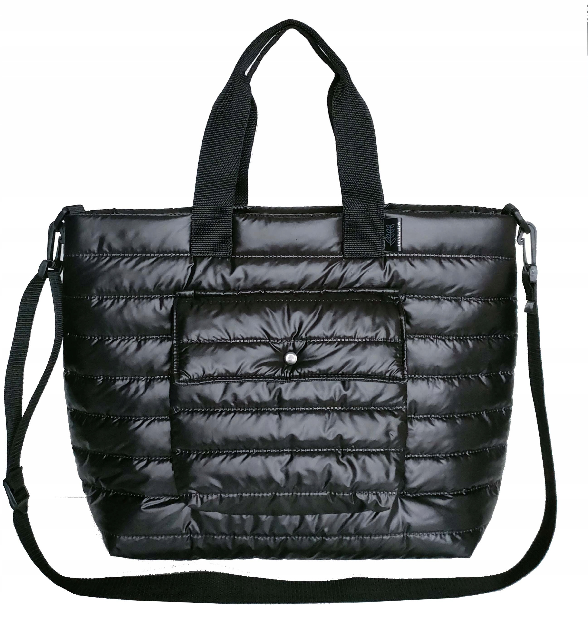 TORBA FITNESS PIKOWANA POJEMNA XL SPORTOWA MIEJSKA CZARNA NA RAMIĘ