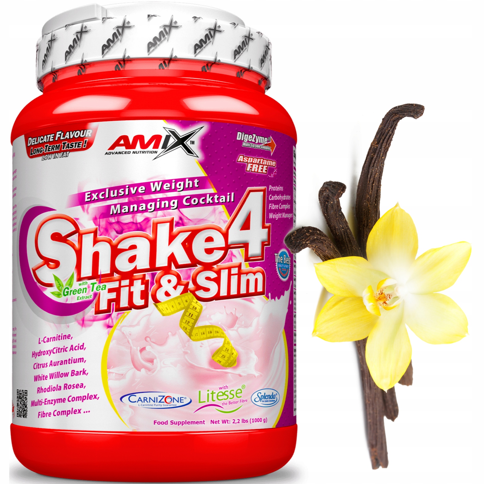 Náhradní jídlo Amix Shake 4 Vanilkový 1 kg Koktejl na hubnutí