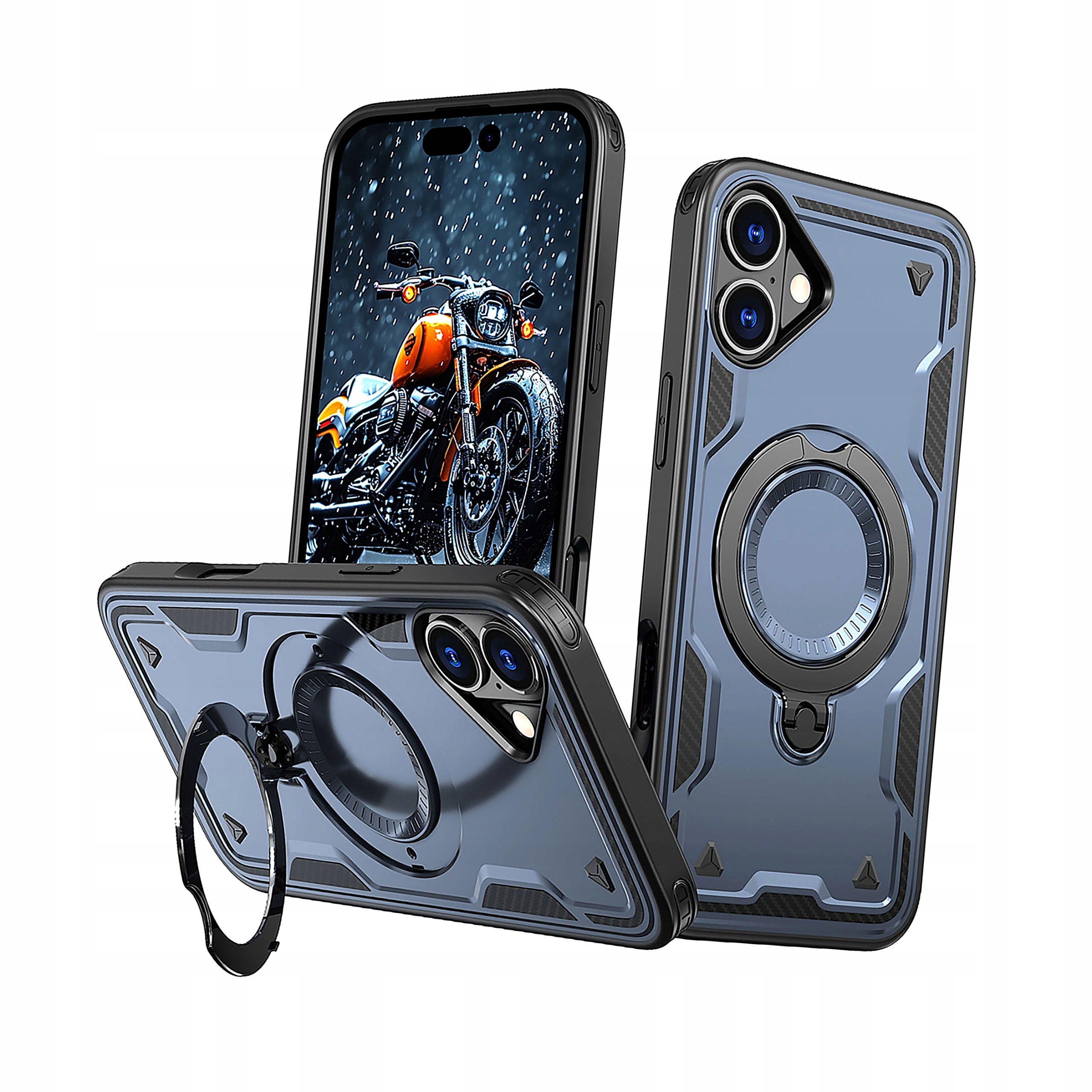 Plecki Etui Hybrid Armor Trendy z MagSafe do iPhone 16 Plus niebieskie
