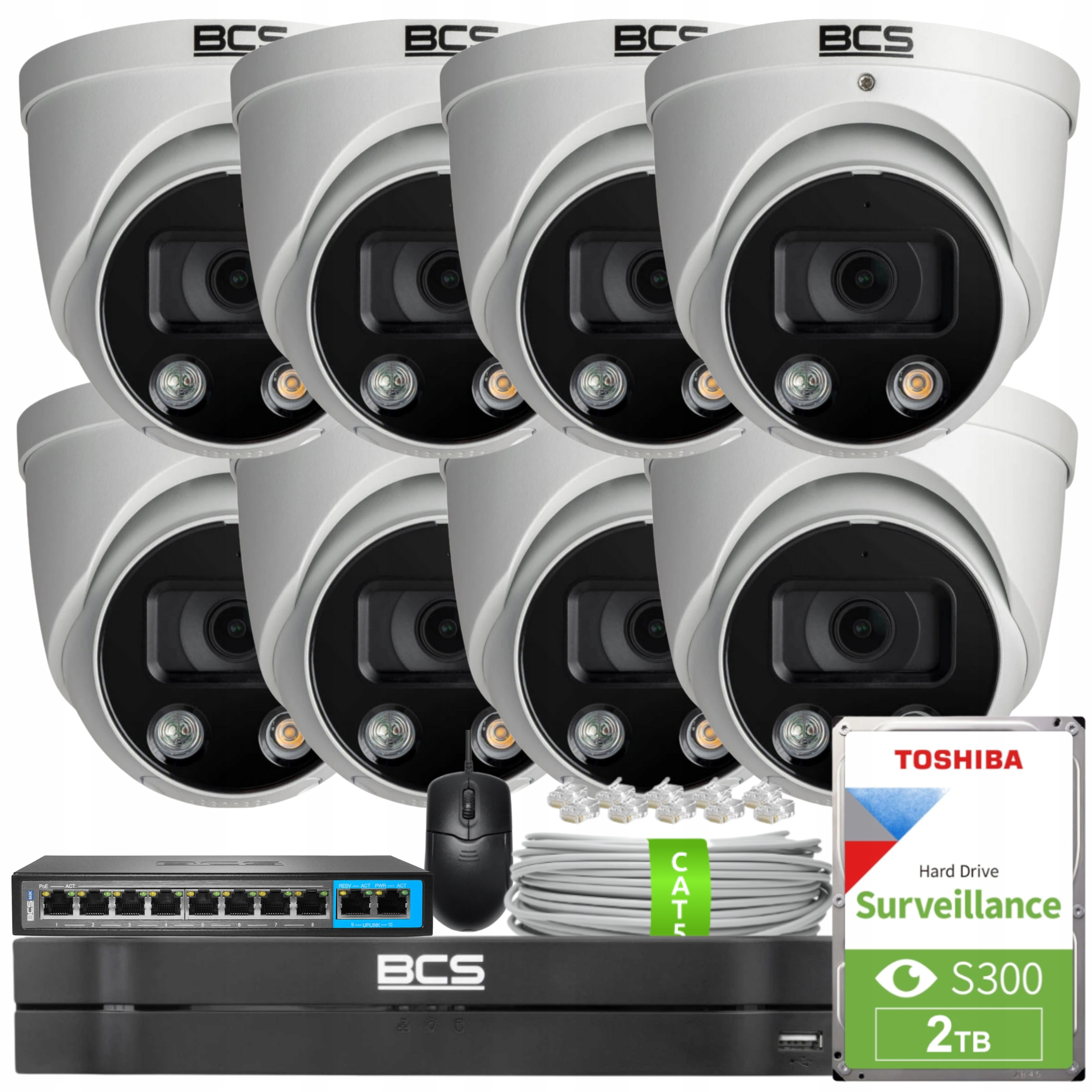 Zestaw Monitoringu 8X BCS-L-EIP16FCR3L3-Ai1 6MPX IR50M IP67 Akcesoria Bcs