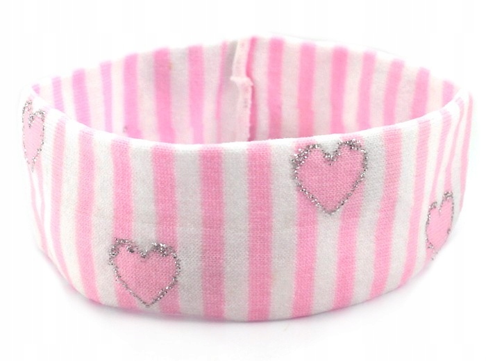 

Opaska Do Włosów Lycra Biało Różowa Z Sercami