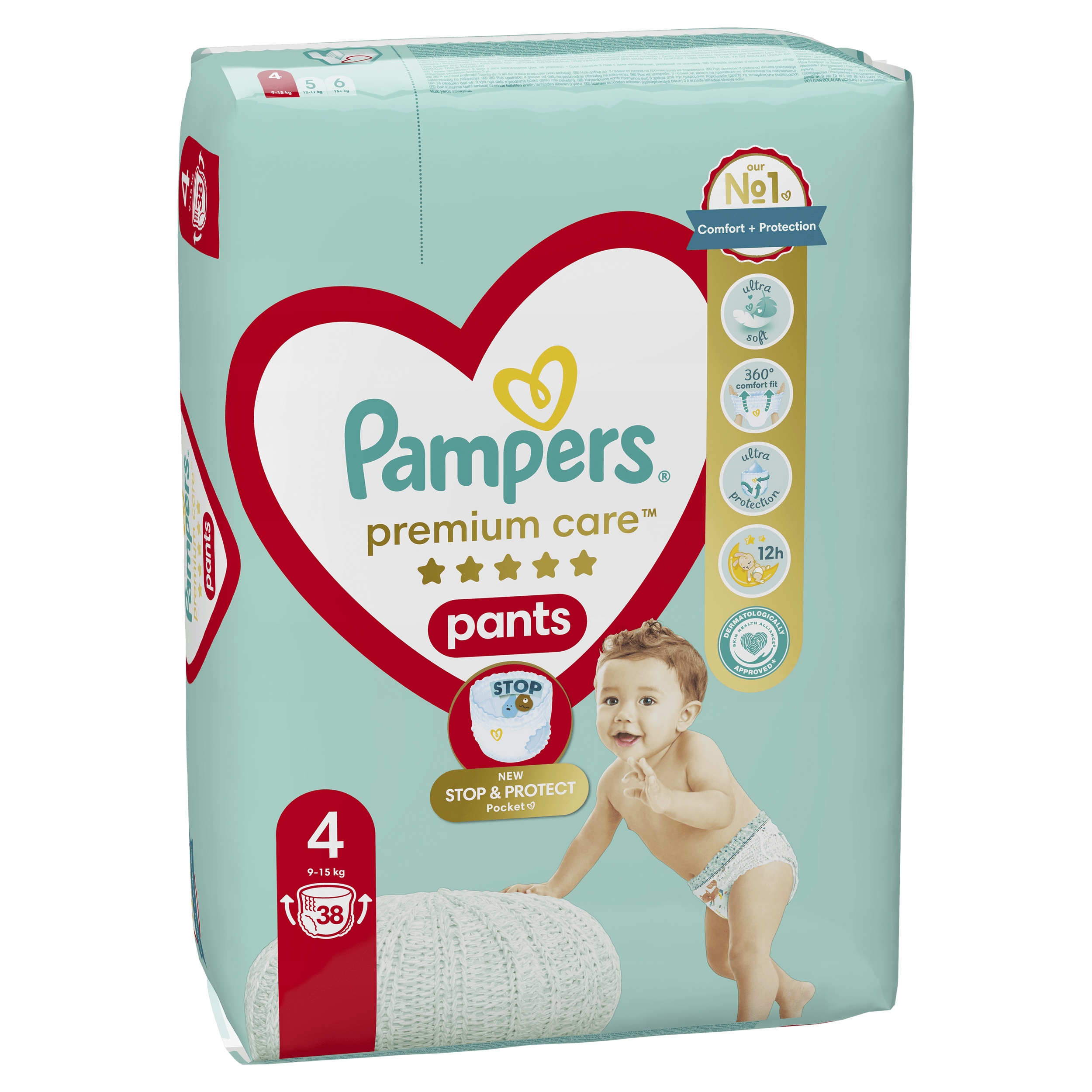 Pampers Premium Care 4 38 szt. 9-15 kg Pieluchomajtki Linia Pampers Premium Care