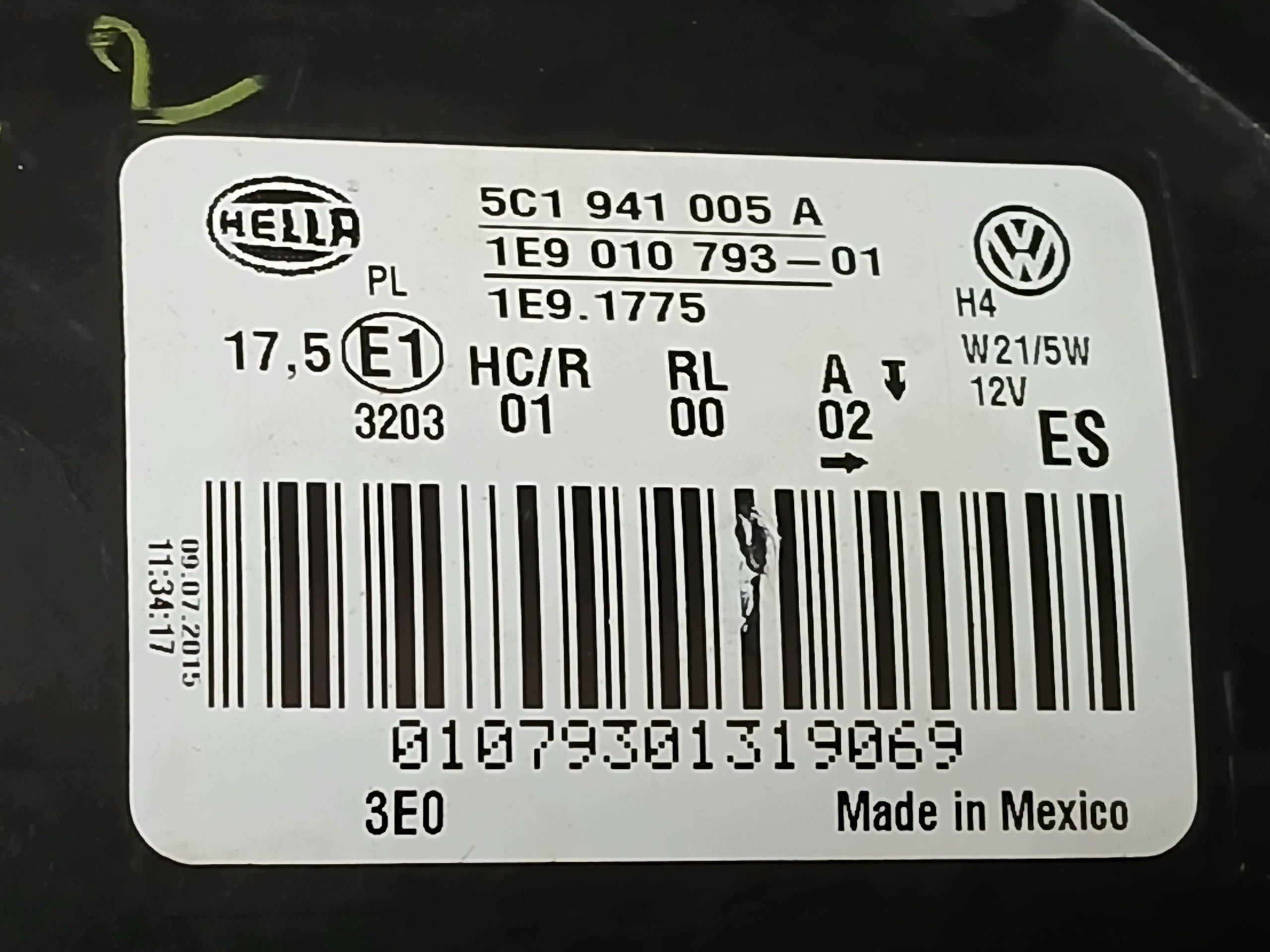 light front left VW BEETLE 5C1 5C1941005A