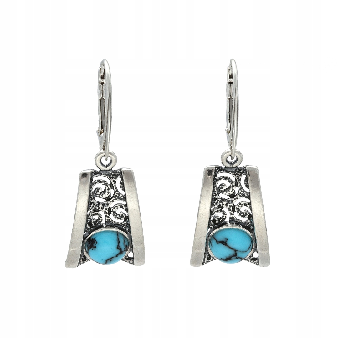 Náušnice s tyrkysem a oxidovaným stříbro