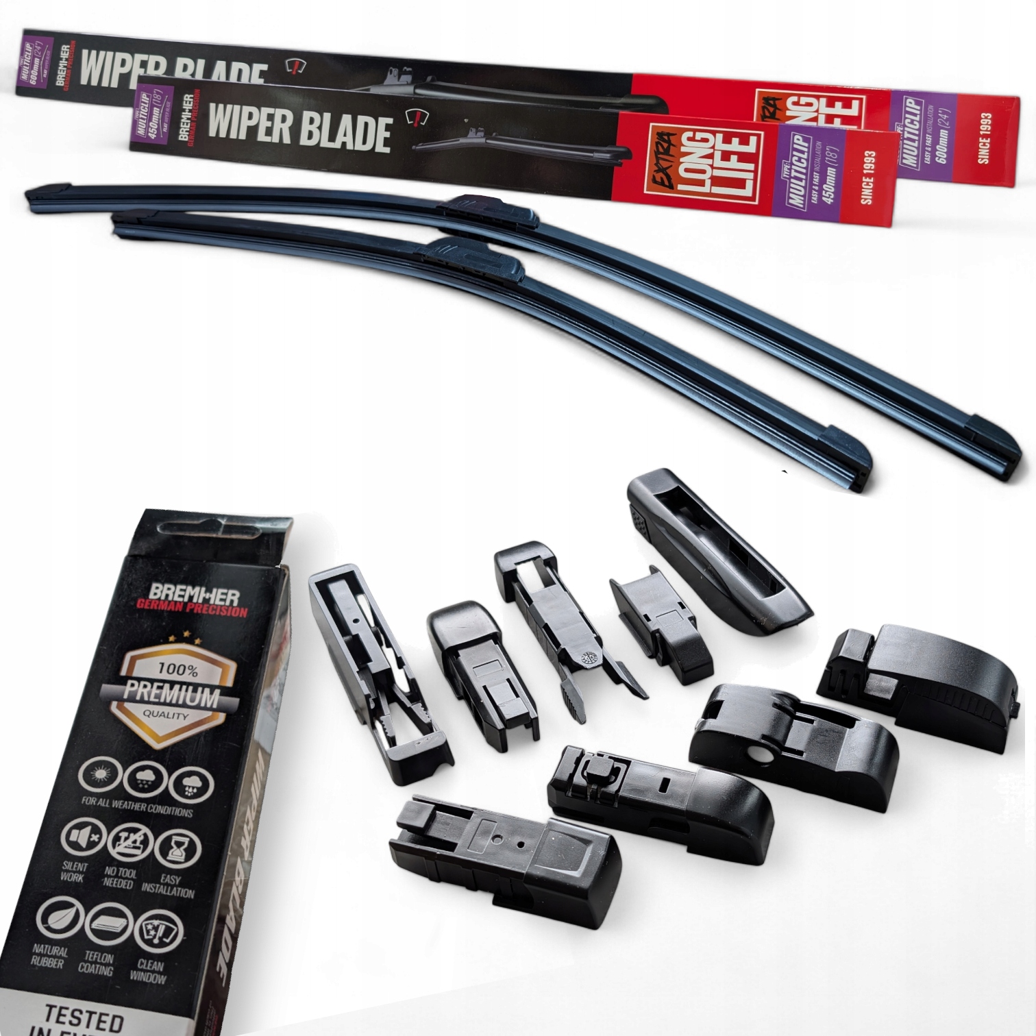 Wycieraczki Uniwersalne płaskie Premium przód 600 450mm Long Life 60 45cm h