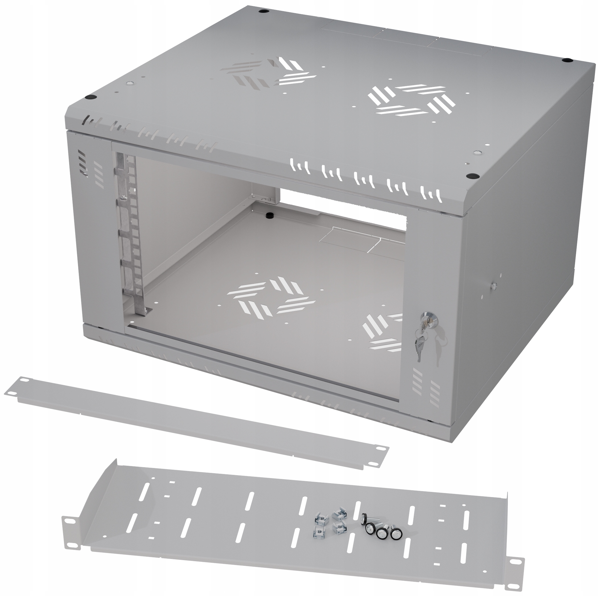 Zestaw Szafa Serwerowa Rack 19" 6U 450mm Półka Rack Maskownica Stalflex