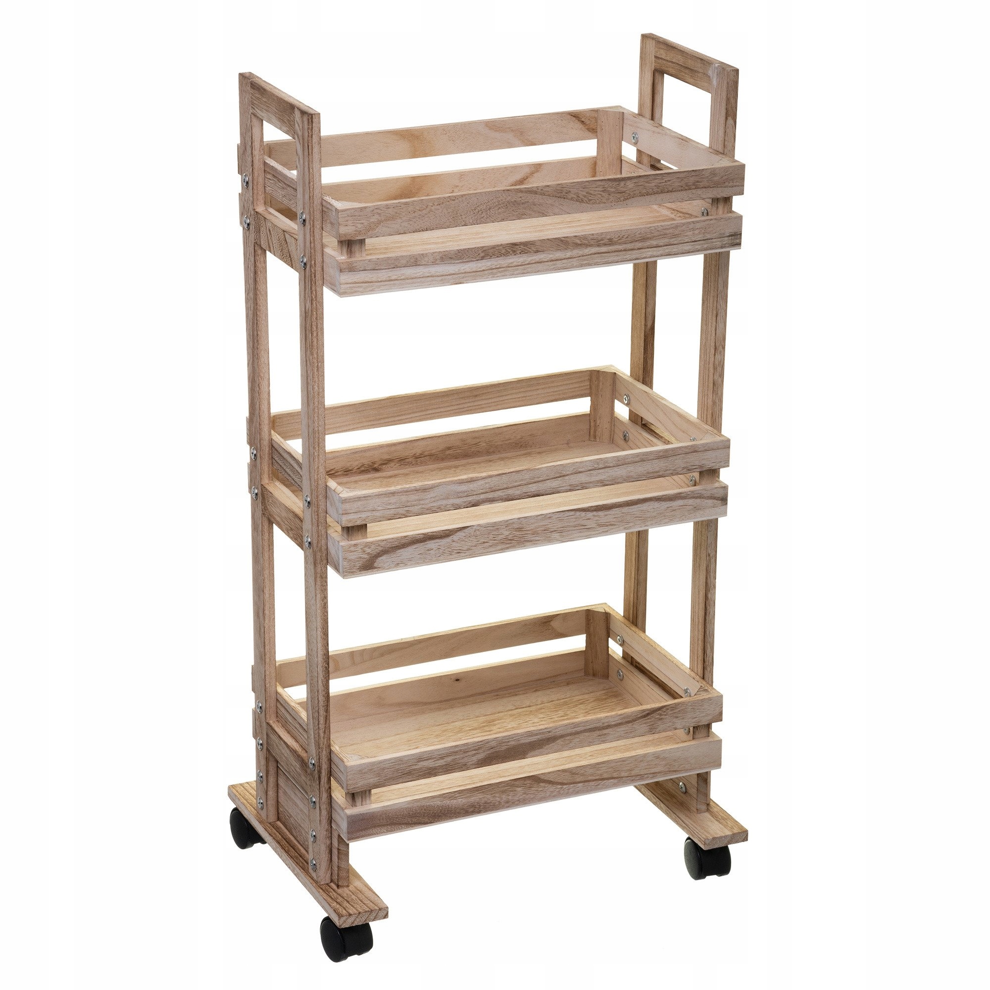 Wózek Kuchenny Mobilny 3 Półki Skrzynki Retro Mdf Brązowe 41,5X82 CM