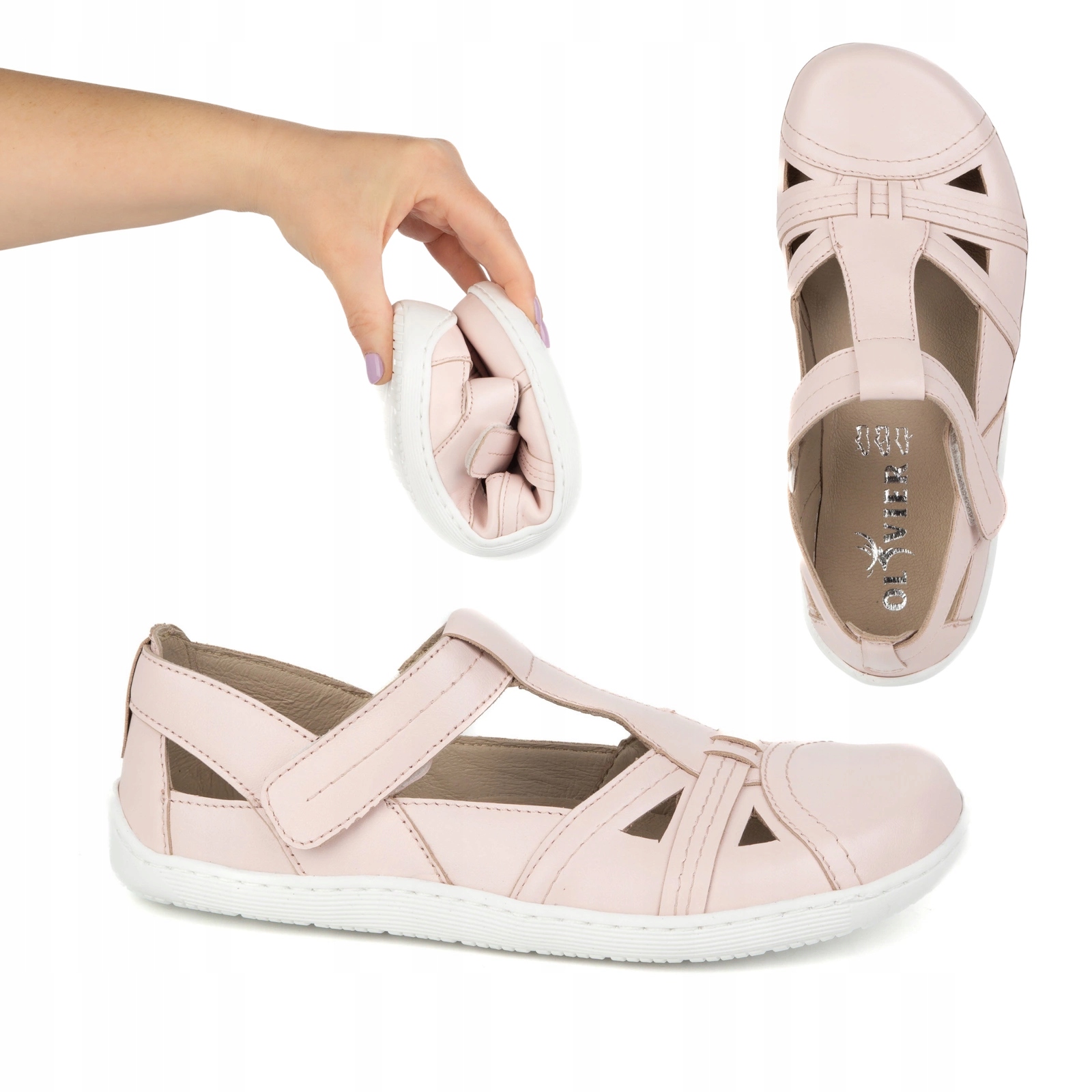 Dámské boty Barefoot na léto Olivier 1285 na suchý zip růžové 40