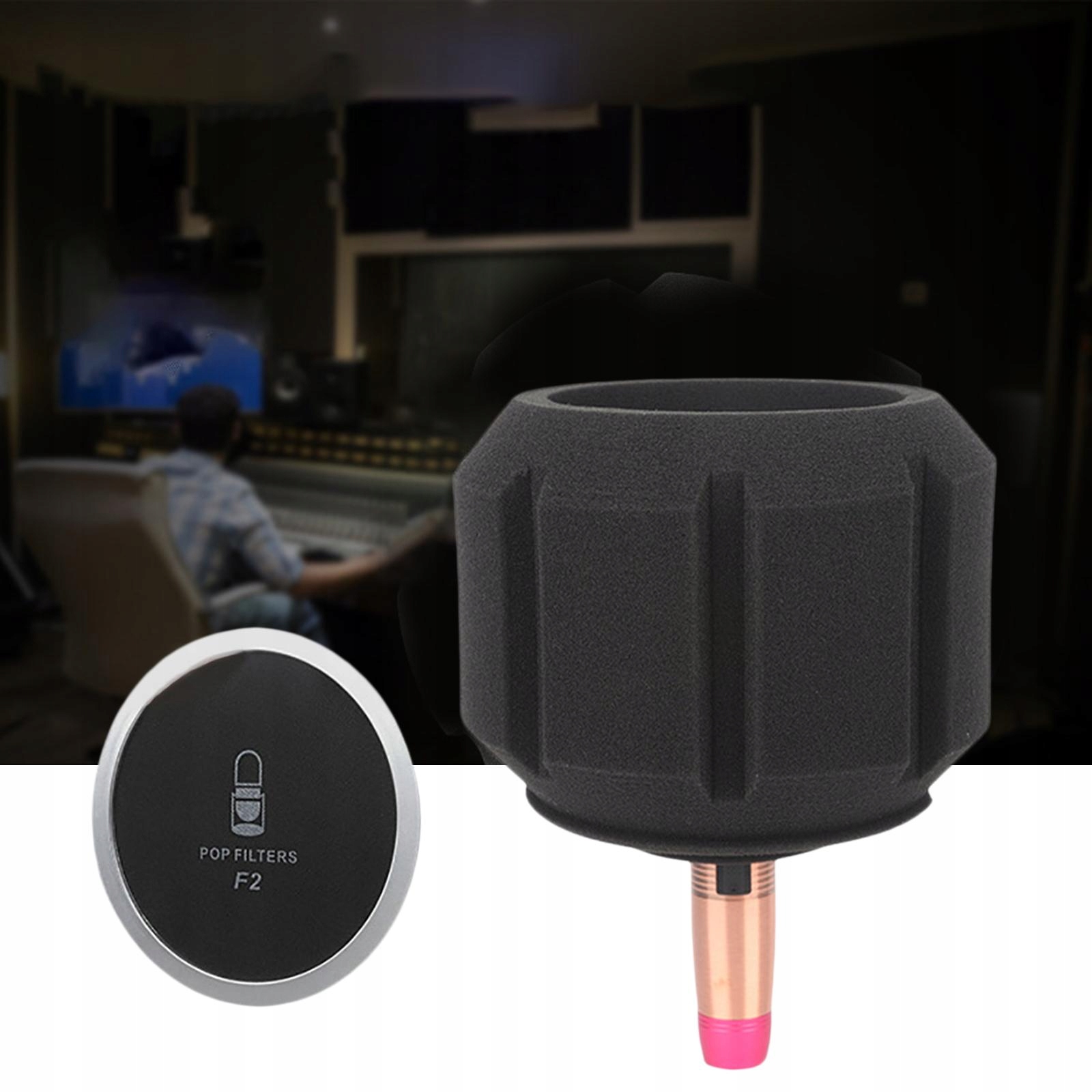 F2 Ekran mikrofonu Filtr akustyczny Czarny Marka bez marki
