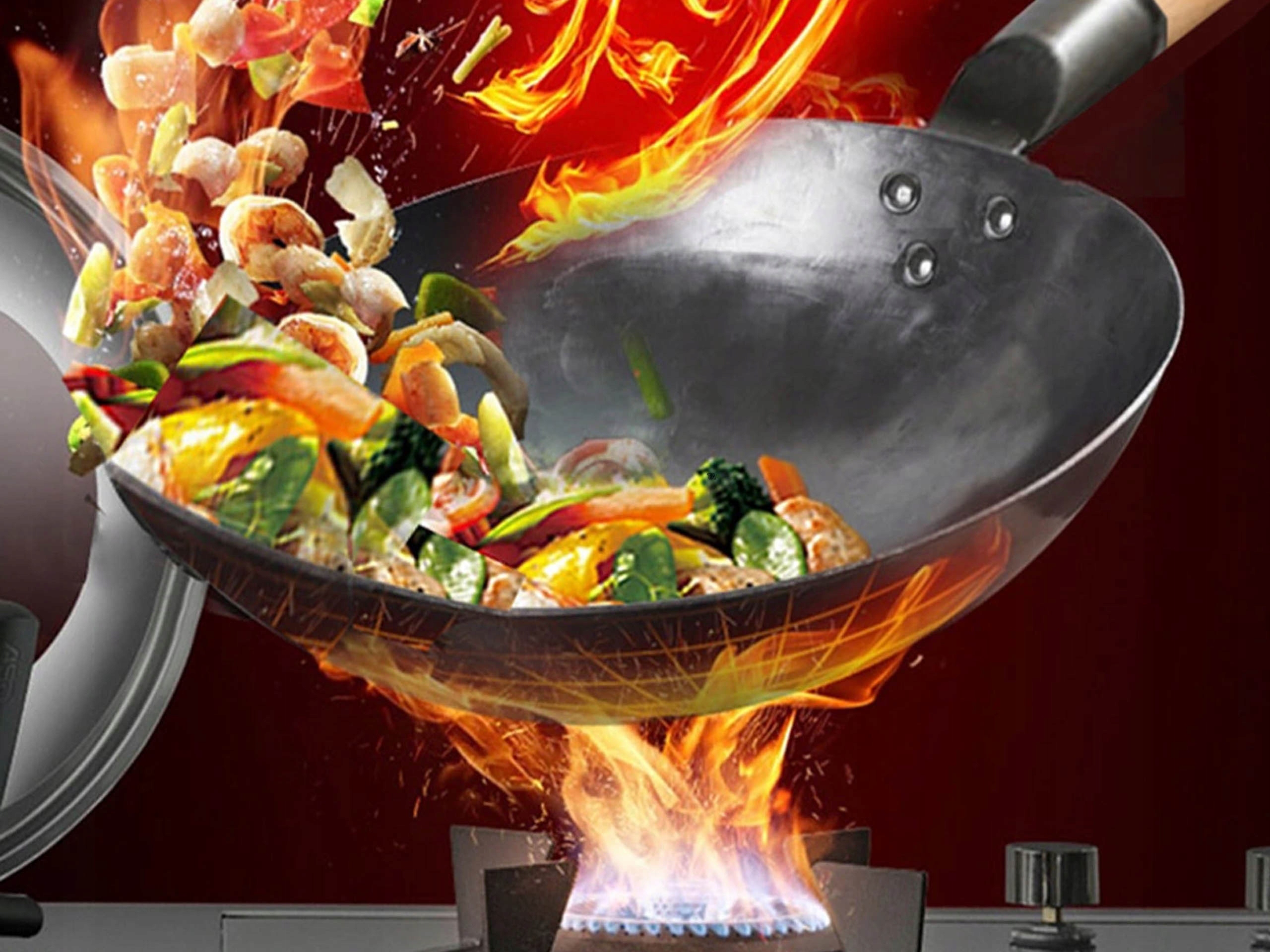 WOK STALOWY CHIŃSKI PATELNIA RĘCZNIE KUTA ZE STALI WĘGLOWEJ 15" 38cm Kod producenta 5906333309597