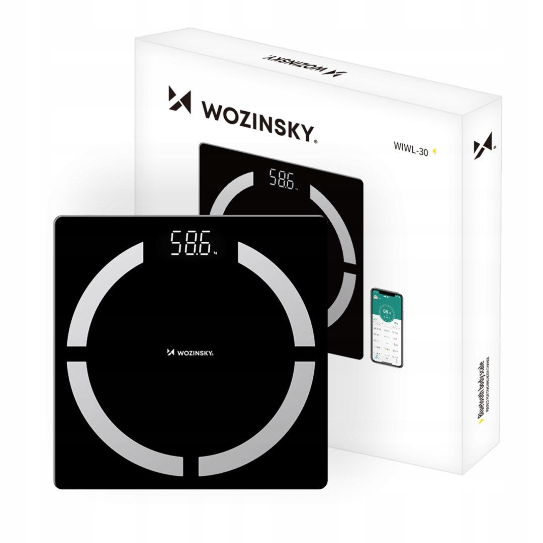 Waga łazienkowa inteligentna analityczna Bluetooth 180 kg czarna
