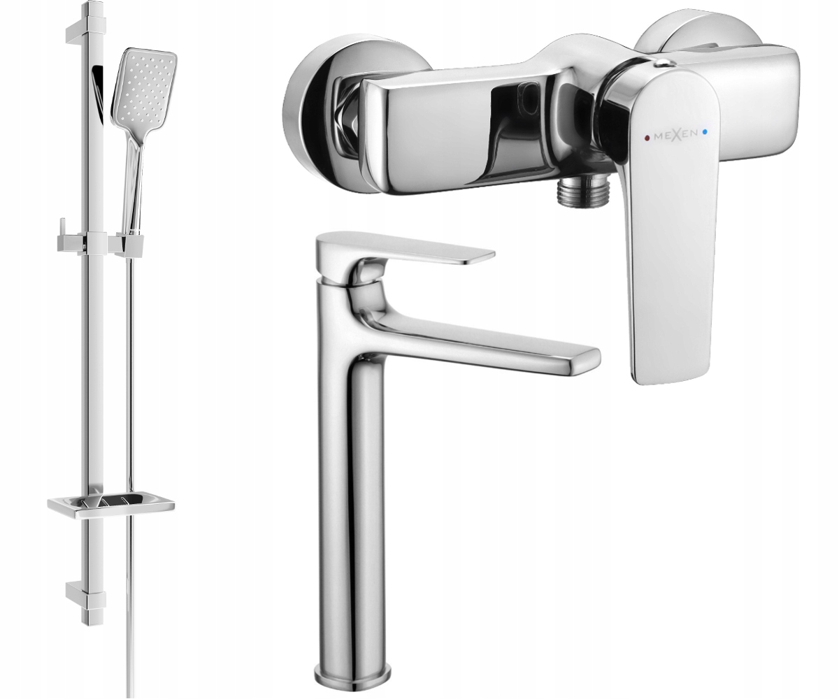 Mexen Lynx DQ62 Chrómová Sprchová Súprava s Nastaviteľnými Úchytmi