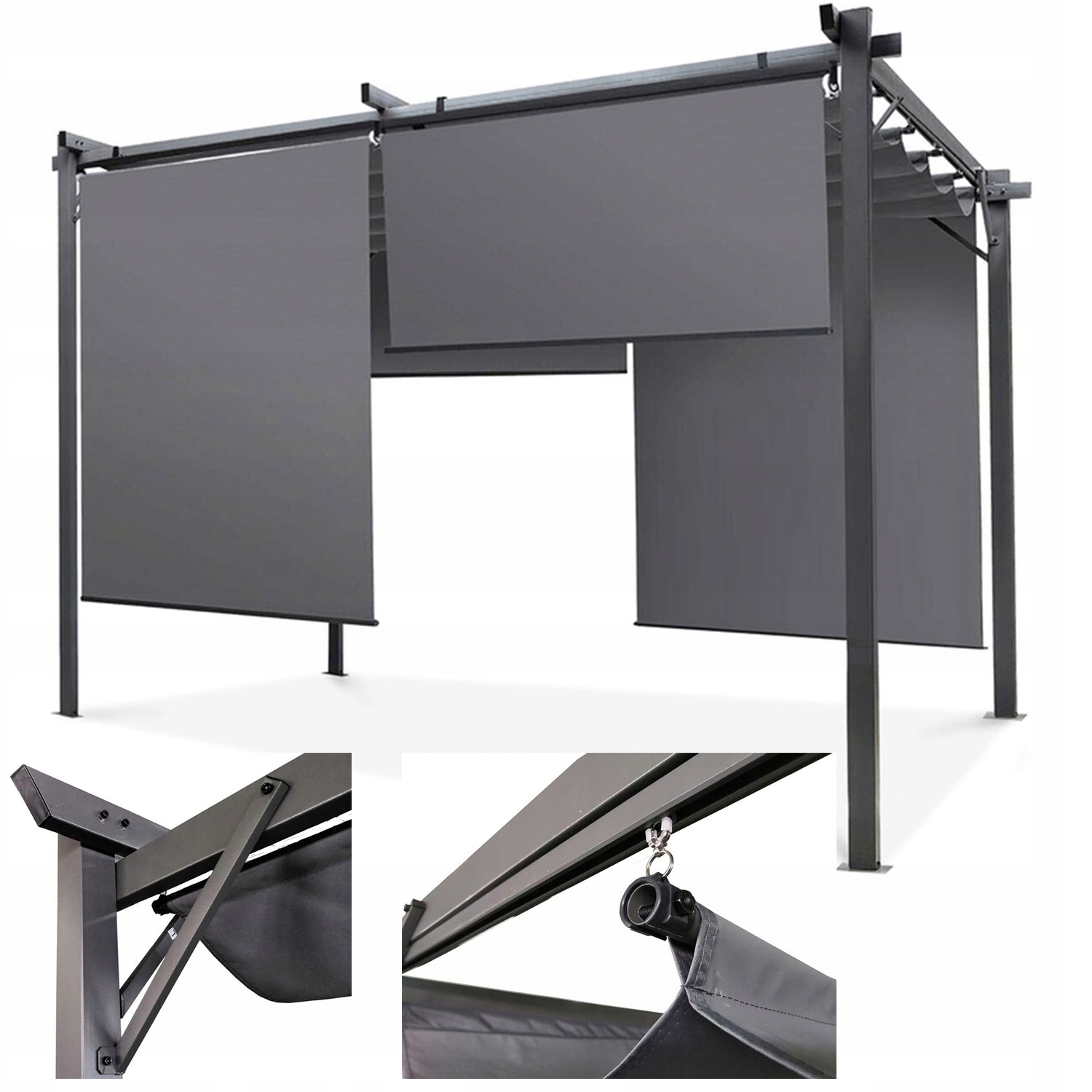 Pergola Tarasowa Zadaszenie Altana Sprint Plus 3x3 Antracyt Pawilon Rolety