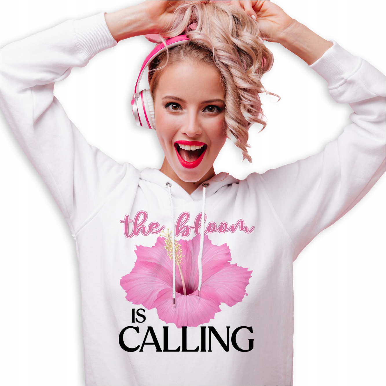 Mikina S Kapucí Bílá bavlněná mikina The Bloom Is Calling M