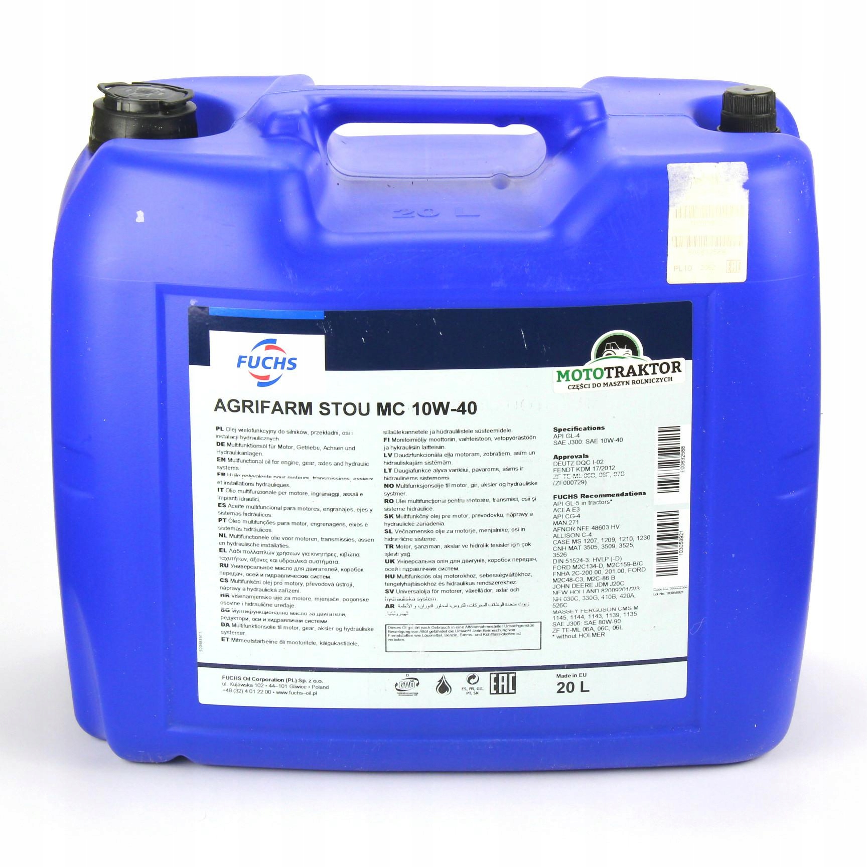OLEJ FUCHS AGRIFARM STOU MC 1040 20L