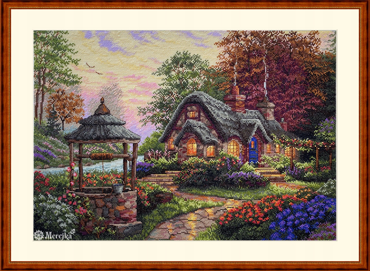 Sada pro křížkovou výšivku Merejka K-212 "Domeček přání" 30x41 cm