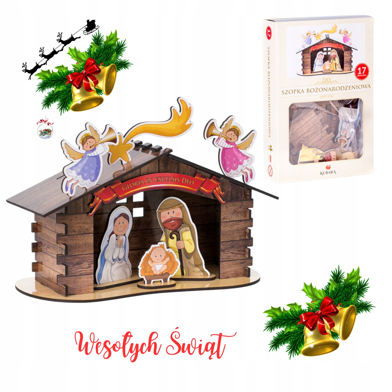Bożonarodzeniowa Szopka, Święta Rodzina, Gwiazda Betlejemska 17 elementów