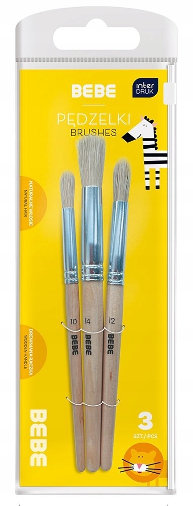 INTER PĘDZLE PĘDZELKI SZKOLNE ZESTAW BEBE MIX 3 SZT