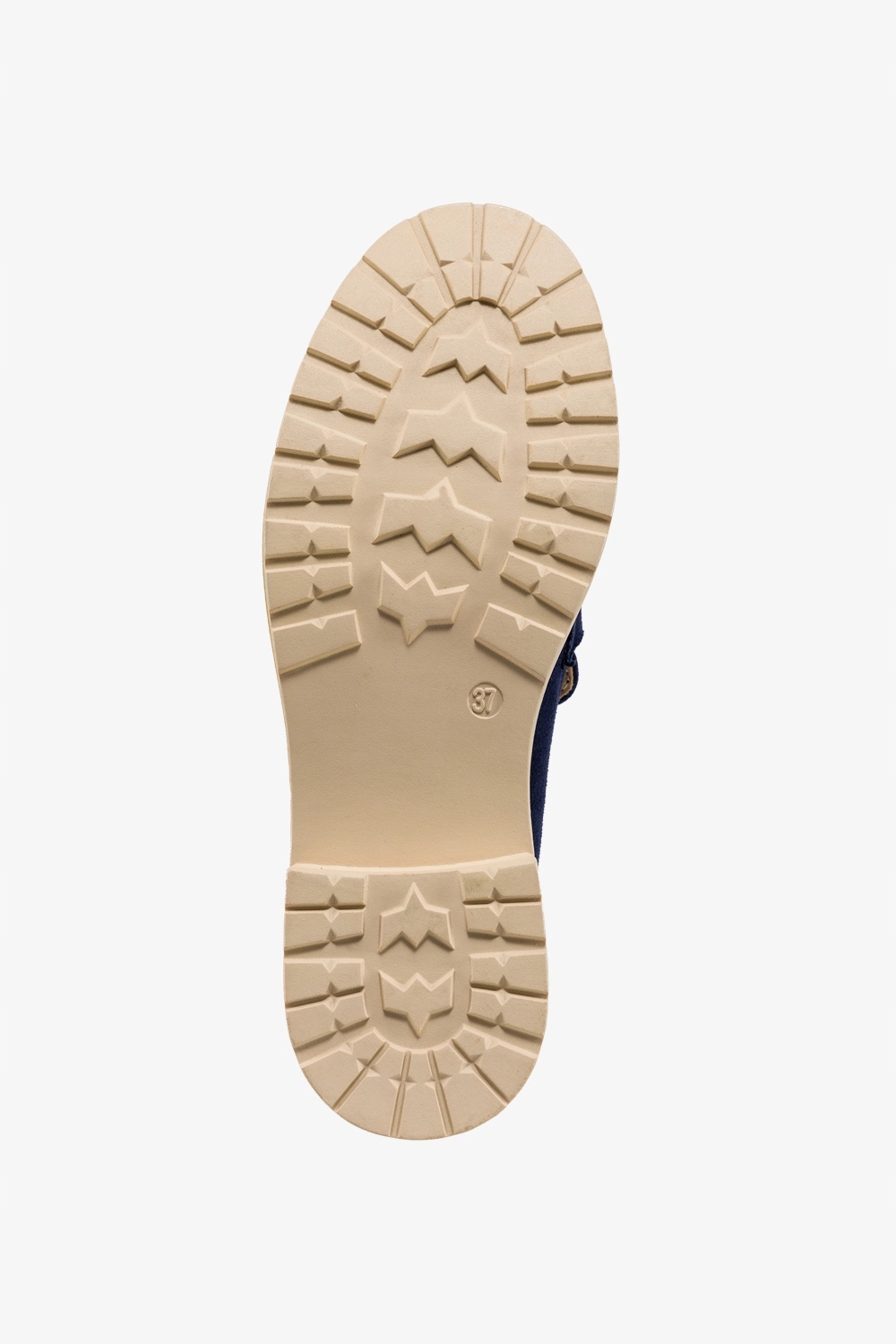 MOKASYNY DAMSKIE PÓŁBUTY WSUWANE NA PLATFORMIE Z MODNĄ ZŁOTĄ OZDOBĄ r 39 Kolor niebieski