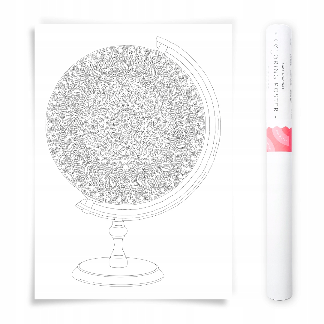 50x70 cm Plakát na vybarvování Globus Mandala Anna Grunduls
